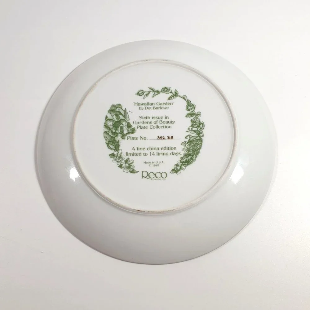 Vintage Hawaiian Garden Plate Gardens Of Beauty By Dot Barlowe RECO 1989 9.25 - Picture 2 of 8